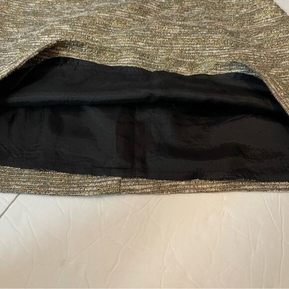 Zara White Black & Metallic Gold Tweed Disco Diva Mini Skirt Size M - Picture 6 of 9